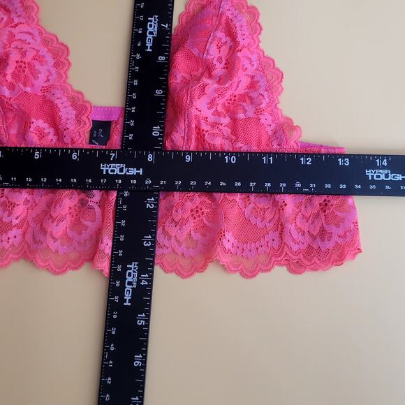 Out From Under Urban Outfitters Neon Coral Pink Lace Bralette Size Small NWOT - Picture 8 of 8